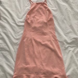 About Us - PInk High Neck Cross Back Dress